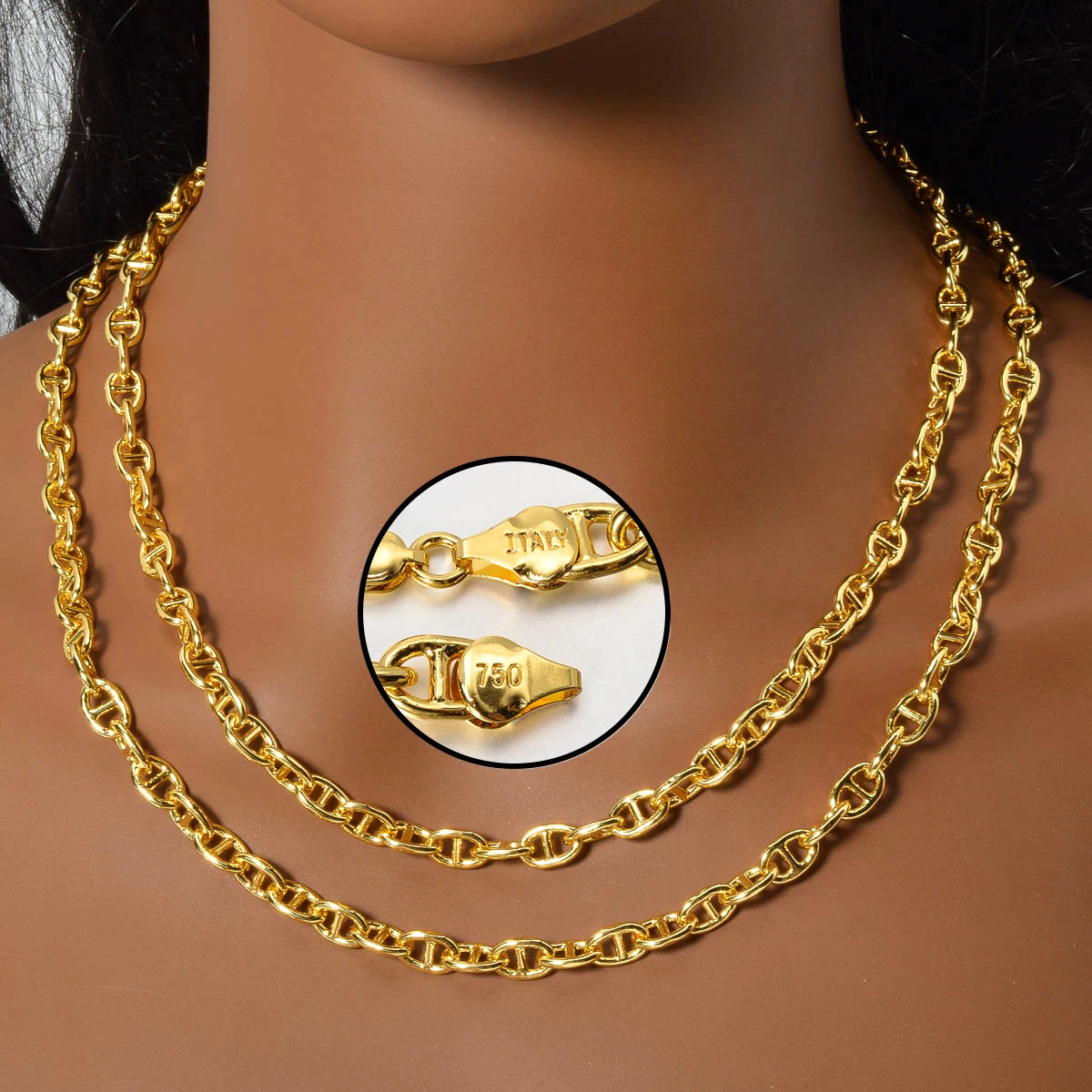 Gold Color Plated Chain Necklace Long Hip Hop for Women Men on The Neck Fashion Jewelry Gift Accessories Choker Valentine
