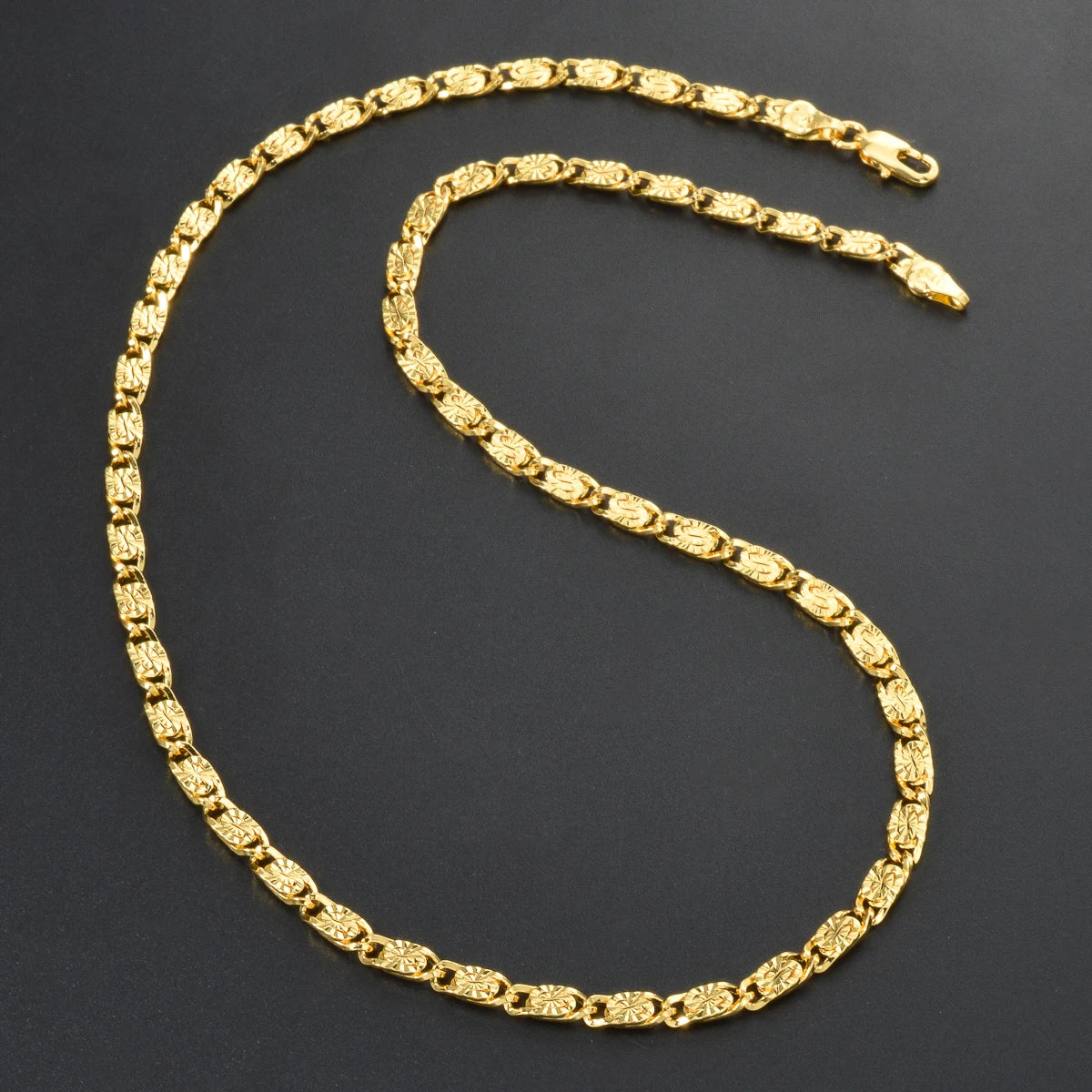 New Fashion 18 Gold Plated Copper Necklaces Special Jewelry Gifts for Family Friends 750 Classic Irregular Long Necklace Chain