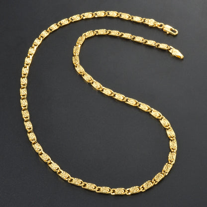 New Fashion 18 Gold Plated Copper Necklaces Special Jewelry Gifts for Family Friends 750 Classic Irregular Long Necklace Chain