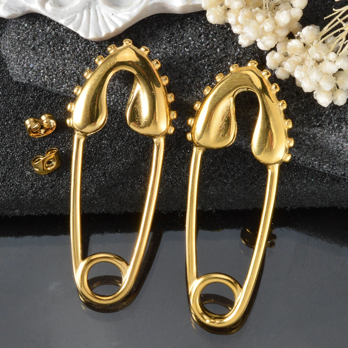 Pin Stuck 18k Gold Plated Pin Stainless Steel Earrings Pierced Earrings Jewelry Accessories Women Men For Friends Gifts