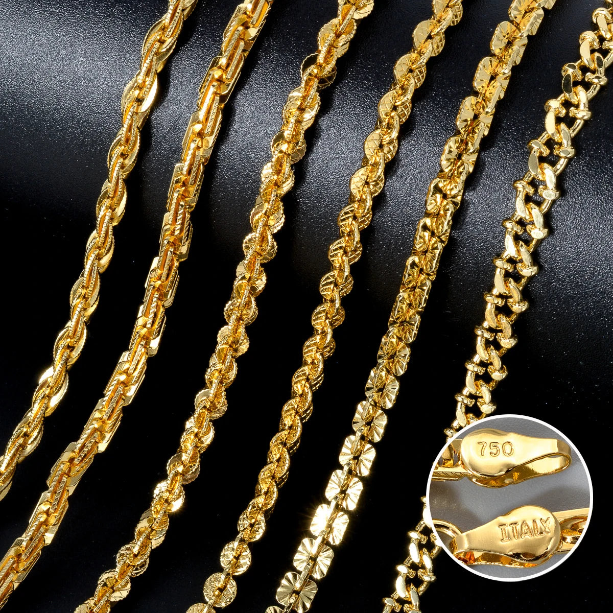 Fashion luxury Italy 750 18k gold plated Copper Link Chain Necklace For Women