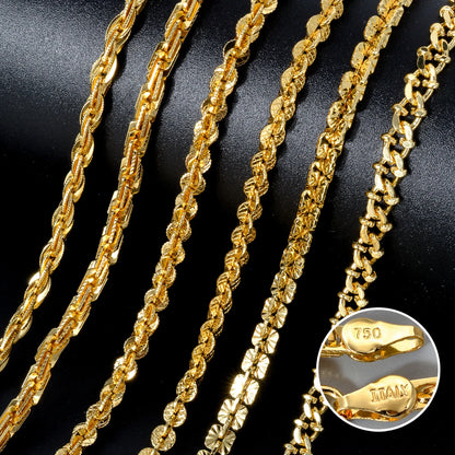 Fashion luxury Italy 750 18k gold plated Copper Link Chain Necklace For Women