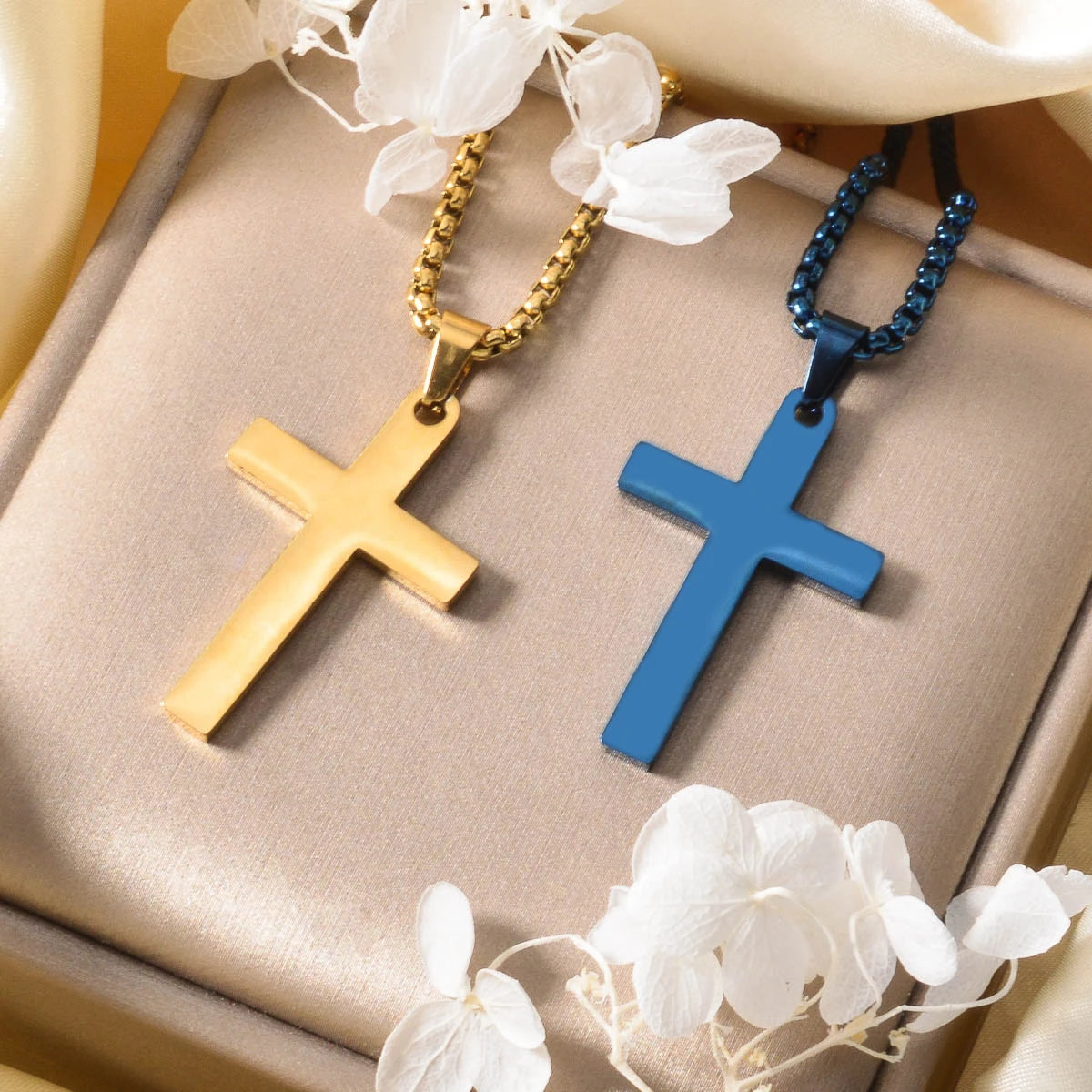 Cross Stainless Steel Necklace Christ Pendant Accessories Necklace Men Women Hip-hop Punk Jewelry Chain Church Club Gifts