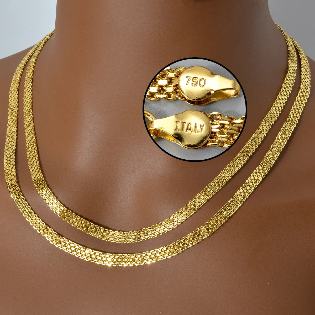 ZEA Dear Simple Hip Hop Necklace 6mm Italian 750 Luxury 18k Gold Plated Metal Large Chain Jewelry for Men Women Birthday Gift
