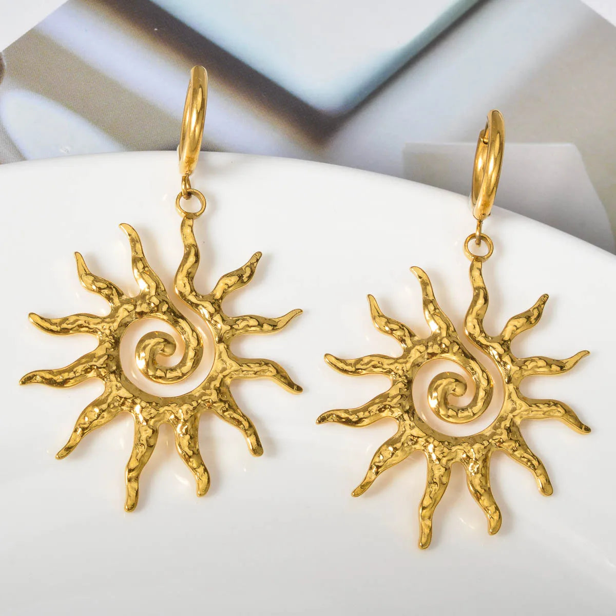 Sun Pendant Drop Earrings Stainless Steel Earrings Women Artistic Wear Display Souvenirs Jewelry Accessories Gifts