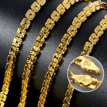 Fashion Gold Plated Links Width 5mm Italian 750 Metal Luxury Men Chain Dubai Necklace Simple jewelry Women gift
