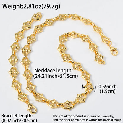 Star Necklace Chain Set 18K Gold Plated 2 Pcs Necklaces Bracelets Set Dubai Jewelry Accessories Hip-hop Style Outfits Gifts