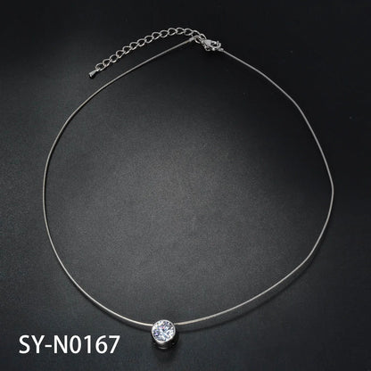 Elegant Necklace Female Luxury Big Zircon Pendant Bridal Wedding Jewelry Italian Cuban Engagement Anniversary Romantic Charm