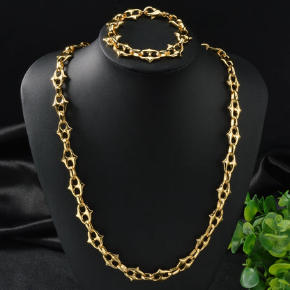 Star Necklace Chain Set 18K Gold Plated 2 Pcs Necklaces Bracelets Set Dubai Jewelry Accessories Hip-hop Style Outfits Gifts