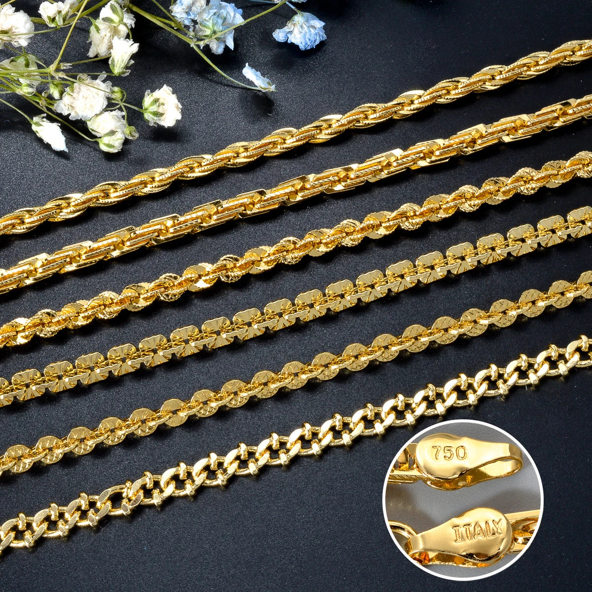 Fashion luxury Italy 750 18k gold plated Copper Link Chain Necklace For Women