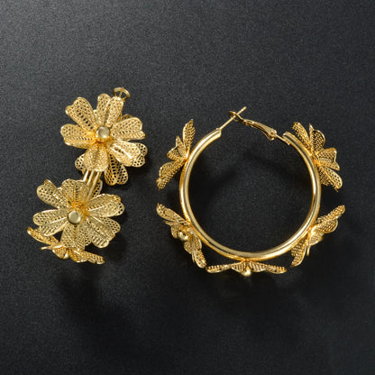 ZEADear Flower Design Jewelry Bohemia Romentic Earrings Set Bridal Wedding Luxury Gold Plated Round Hoop Earring Birthday Gift