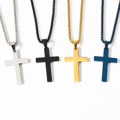 Cross Stainless Steel Necklace Christ Pendant Accessories Necklace Men Women Hip-hop Punk Jewelry Chain Church Club Gifts