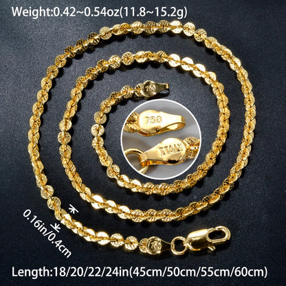 ZEA Dear Width 4mm Italian 750 Luxury Men 18k Gold Plated Dubai Link necklace Women Simple jewelry birthday gift