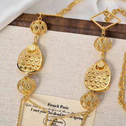 ZEADear Gold Plated Necklace Ball Hollow Pendant Long Chains Neck Links Fashion Cuban Luxury African Birthday Gift Party