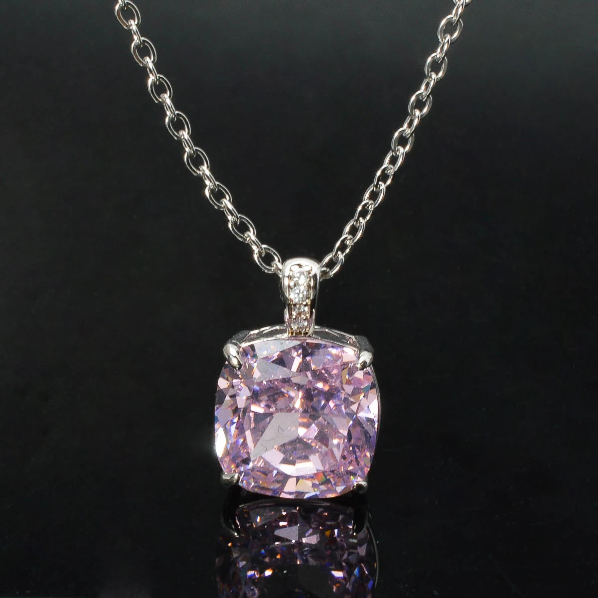 ZEADear Elegant Pendant Gift for Girl Square Shiny Zircon Necklace Copper Metal Chain High Quality Jewelry Neck Charms Women