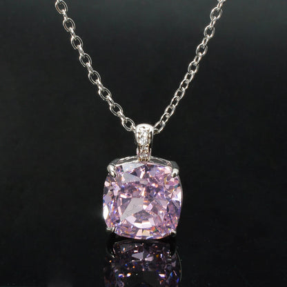 ZEADear Elegant Pendant Gift for Girl Square Shiny Zircon Necklace Copper Metal Chain High Quality Jewelry Neck Charms Women