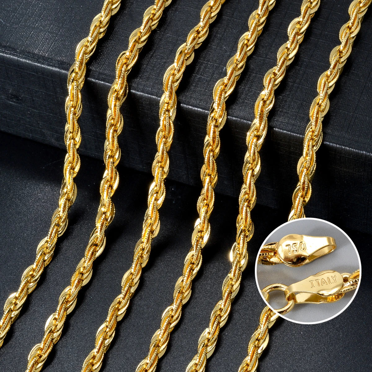 High Quality 18k Gold Plated Italian 750 Luxury metal 60cm Dubai Chain Simple necklace jewelry gift for men and women