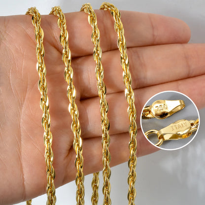 High Quality 18k Gold Plated Italian 750 Luxury metal 60cm Dubai Chain Simple necklace jewelry gift for men and women