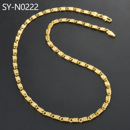New Fashion 18 Gold Plated Copper Necklaces Special Jewelry Gifts for Family Friends 750 Classic Irregular Long Necklace Chain