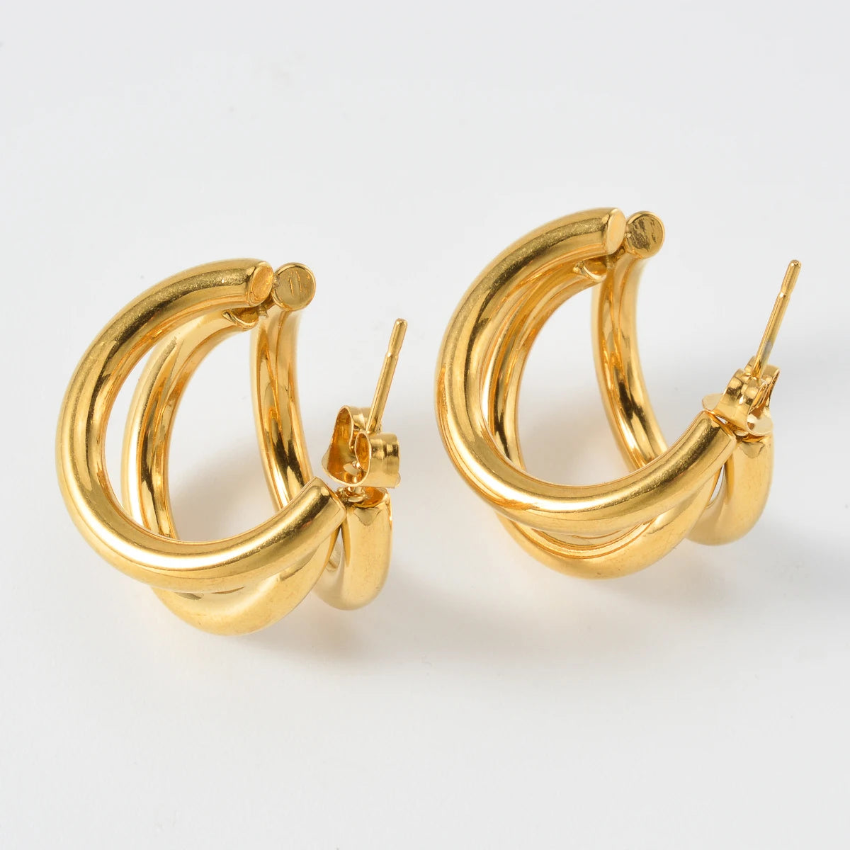 10PCS Set Batch 316L Stainless Steel Hoop Earrings Metalic Geometric Stud Earrings Circular Accessories Jewelry Gifts Wholesale