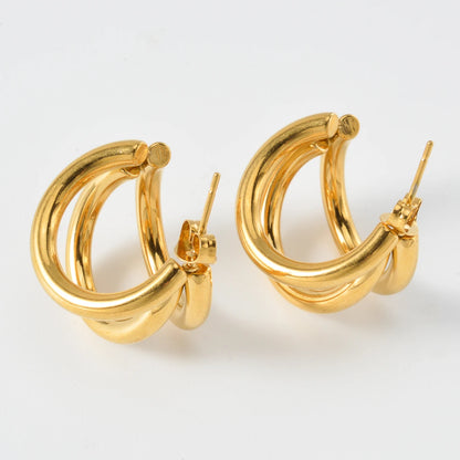 10PCS Set Batch 316L Stainless Steel Hoop Earrings Metalic Geometric Stud Earrings Circular Accessories Jewelry Gifts Wholesale