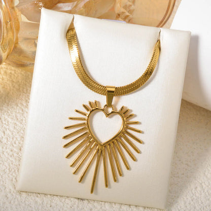 Stainless Steel Necklace Sun And Moon Art Pendant Simple Neck Chain Hip-hop Daily Jewelry Accessories Wen Women Gifts Necklace
