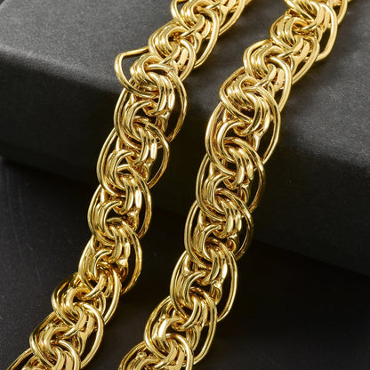 Wide Loop Gold Copper Necklace Large Interwoven Chino Link Chain Necklace Oversized Neck Jewelry Trendy Style New Arrival
