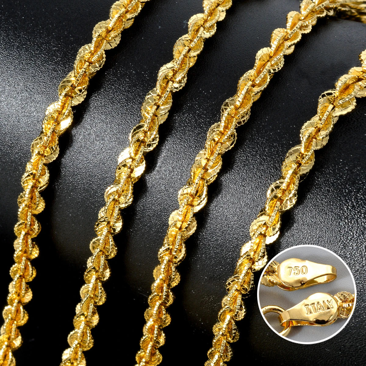 ZEA Dear Fashion Width 4mm Italian 750 Luxury 18k Gold Plated Dubai Chain Metal necklace Simple jewelry birthday gift