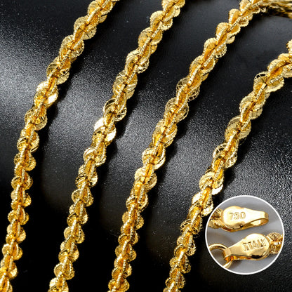 ZEA Dear Fashion Width 4mm Italian 750 Luxury 18k Gold Plated Dubai Chain Metal necklace Simple jewelry birthday gift