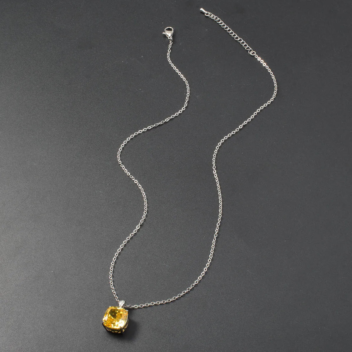 ZEADear Elegant Pendant Gift for Girl Square Shiny Zircon Necklace Copper Metal Chain High Quality Jewelry Neck Charms Women