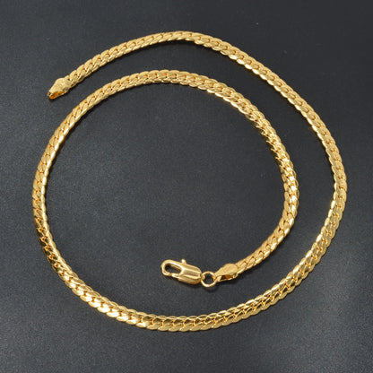 4mm Wide Dubai Chain Necklace For Men Women Copper Cuban Twist Necklace 18K Gold Plated Hiphop Punk DIY Accessaries Party Gift