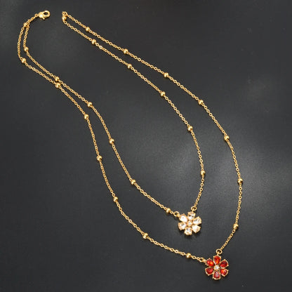 ZEADear Jewelry Flower Zircon Necklace Double Layer Clavicle Beads Chain Multi-Layer Pendant Necklace Lady Charm Jewellery Gift