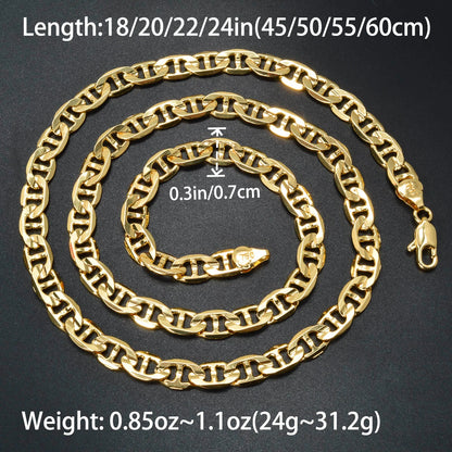 Simple Luxury Italy 750 18k Jewelry Gold Plated Copper Chain Necklace for Women Links Jewelry Man Neck Accessories Charms Gift