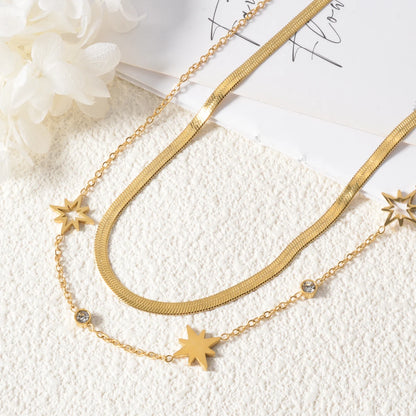 New Style Butterfly Planet Double Chain Layer Necklace Adjustable For Women Fashion Collar Neck Chain Jewelry Accessories Gifts