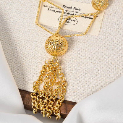 ZEADear Gold Plated Necklace Ball Hollow Pendant Long Chains Neck Links Fashion Cuban Luxury African Birthday Gift Party