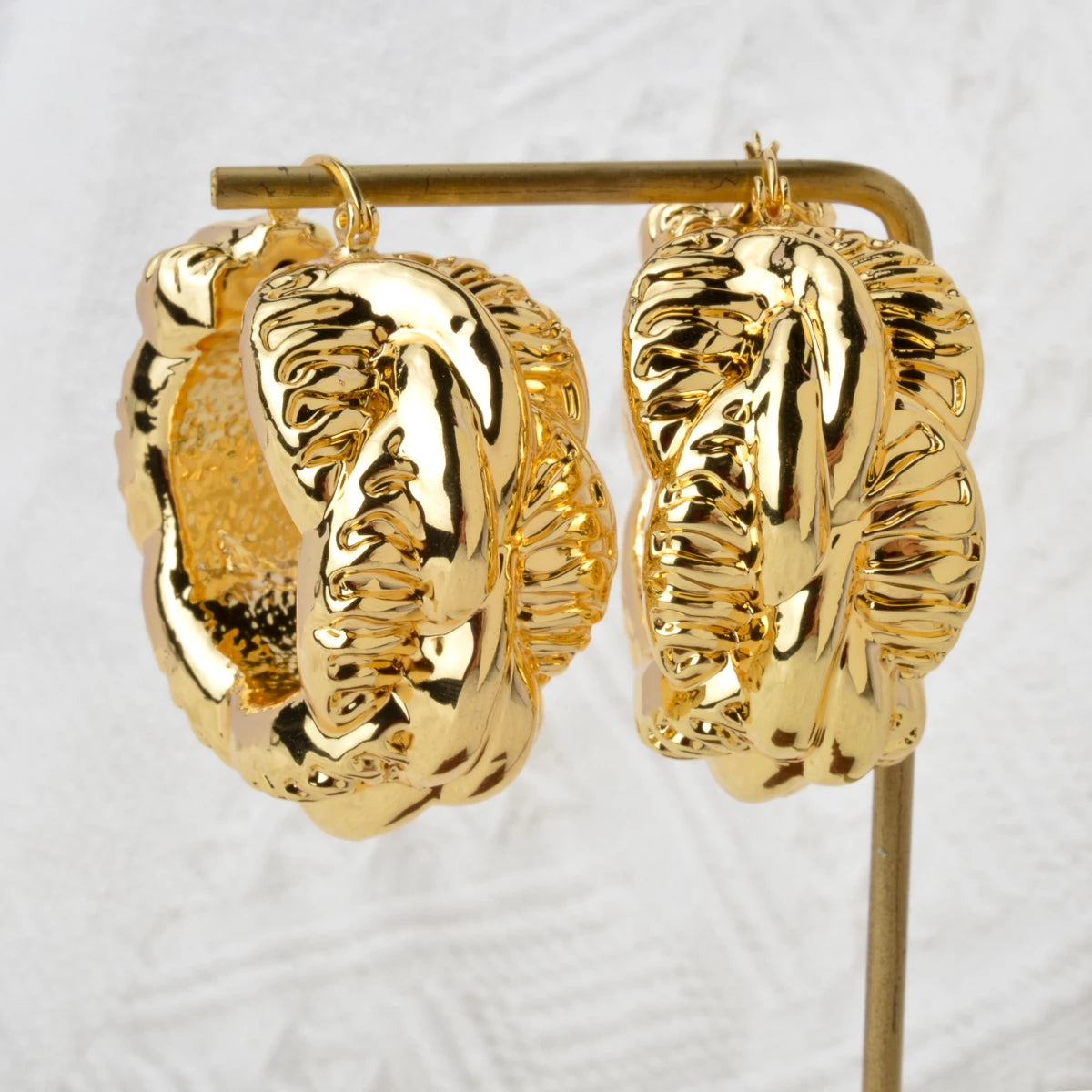 Nigeria Africa Gold Color Hoop Earrings Italian Copper Drop Dangle Earring for Women Large Fashion Party Girls Jewelry Accessory