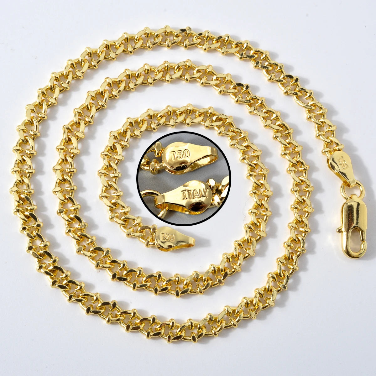 Wholesale Cuban link copper 14k gold plated 45cm 60cm chains for men necklace