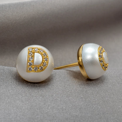 Tiny Stainless Steel A-Z Zircon Stud Earring Bridesmaids Gift Alphabet Name Ear Piercing Women Metal Pierced DIY Jewelry