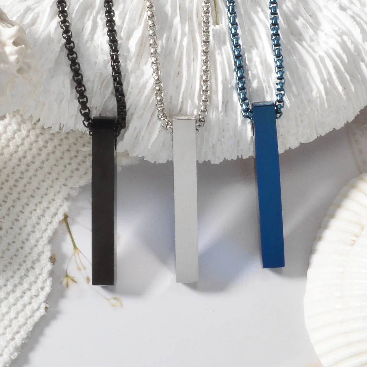 Hip-hop Personalized Stainless Steel Necklace Rectangular Pendant Punk-style Neck Chain Simple Cool Jewelry For Friends Gifts