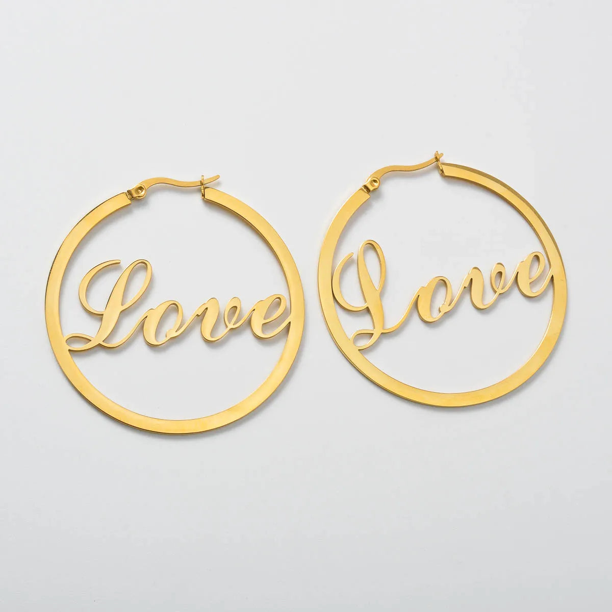 High Quality Gold Color Jewelry Stainless Steel Big Hoop Earrings for Women Romantic Valentine Day Gift Charms Acier Inoxydable