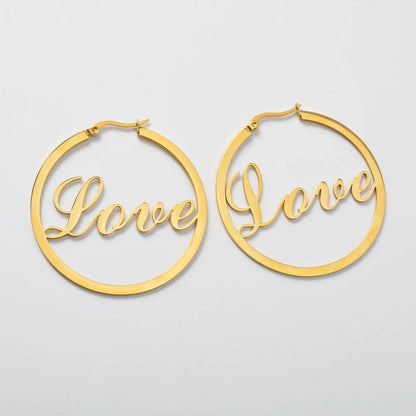 High Quality Gold Color Jewelry Stainless Steel Big Hoop Earrings for Women Romantic Valentine Day Gift Charms Acier Inoxydable