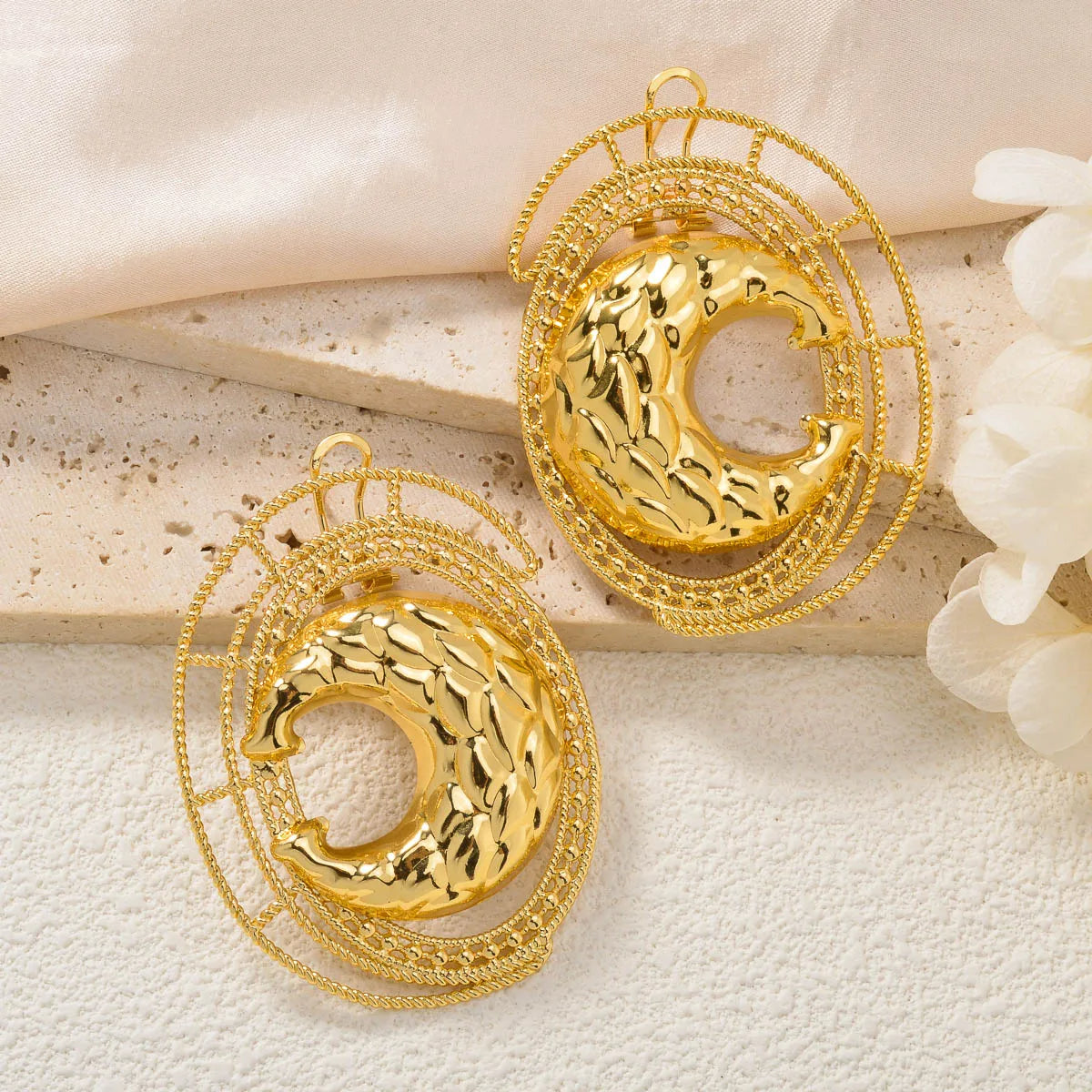 Moon Earrings Female Romantic Valentine's Day Gift Luxury Eardrop Turkey 14K Gold Plated Charm New Style Copper Accessories