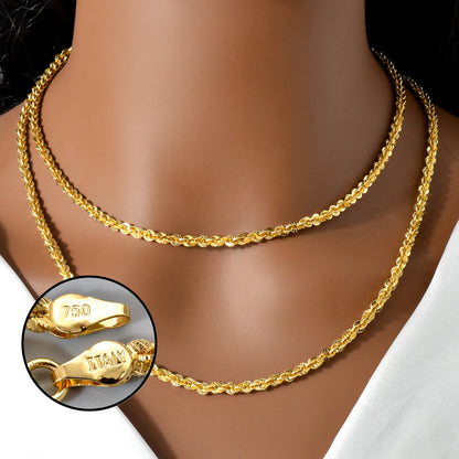 ZEA Dear Fashion Width 4mm Italian 750 Luxury 18k Gold Plated Dubai Chain Metal necklace Simple jewelry birthday gift