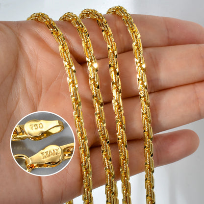 ZEADear Width 4mm Italian 750 Luxury 18k gold Plated textured Dubai Necklace DIY simple jewelry men women party