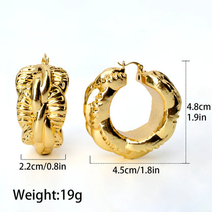 Nigeria Africa Gold Color Hoop Earrings Italian Copper Drop Dangle Earring for Women Large Fashion Party Girls Jewelry Accessory