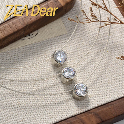 Elegant Necklace Female Luxury Big Zircon Pendant Bridal Wedding Jewelry Italian Cuban Engagement Anniversary Romantic Charm
