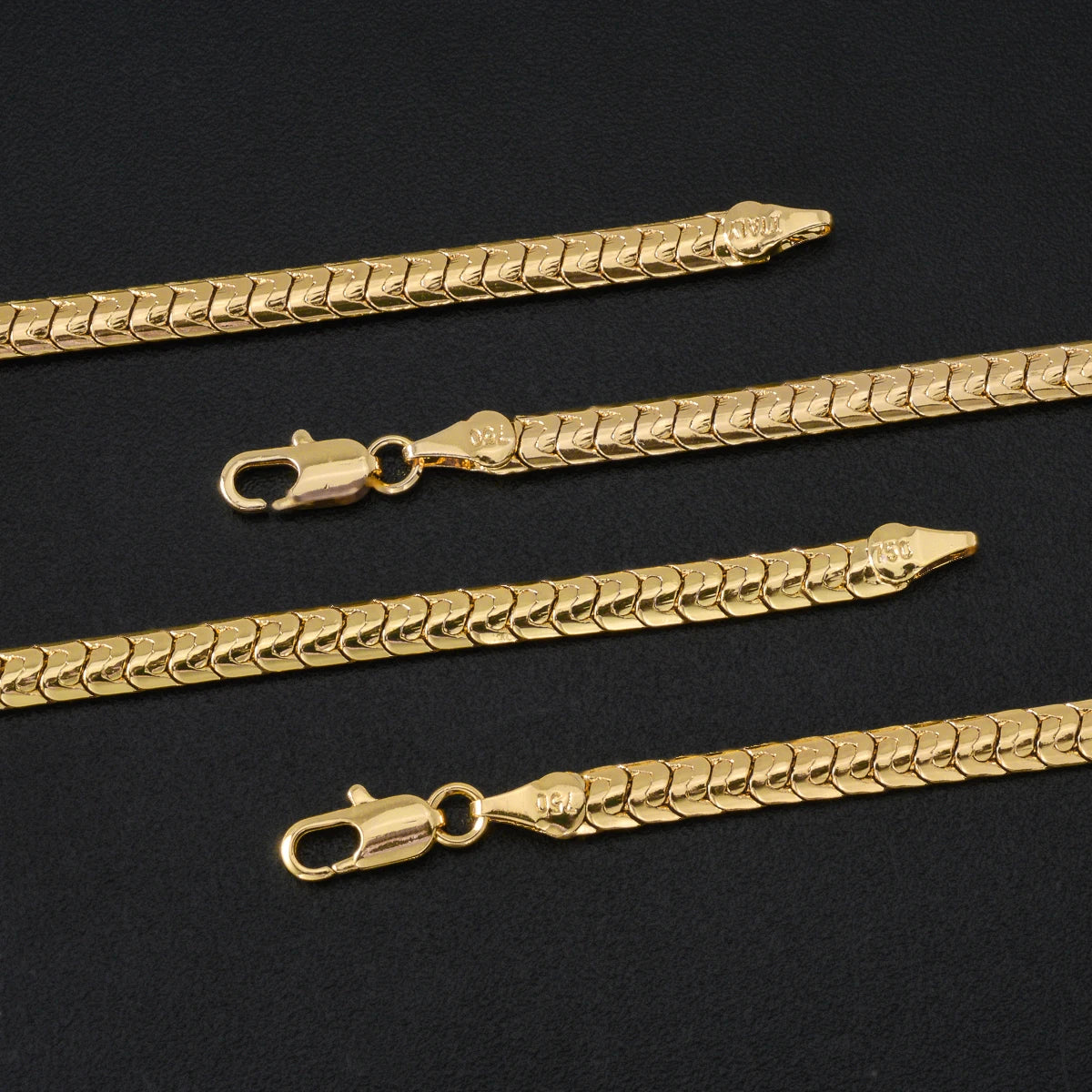 Textured Flat Herringbone Link Necklace Gold Copper Snake Chain Unisex Fashion Jewelry Daily Outfit Wedding Anniversary Gift