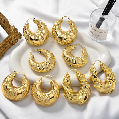 ZEA Dear Dubai Big Earrings For Women 18k Gold Plated Hollow Chunky Statement Hoop Turkey Jewelry Female Party Gift Accessories