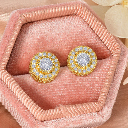 ZEADear Zircon Earrings Shiny Accessories Round Earring Light Luxury Elegant Women Jewelry Classic Ornaments Engagement