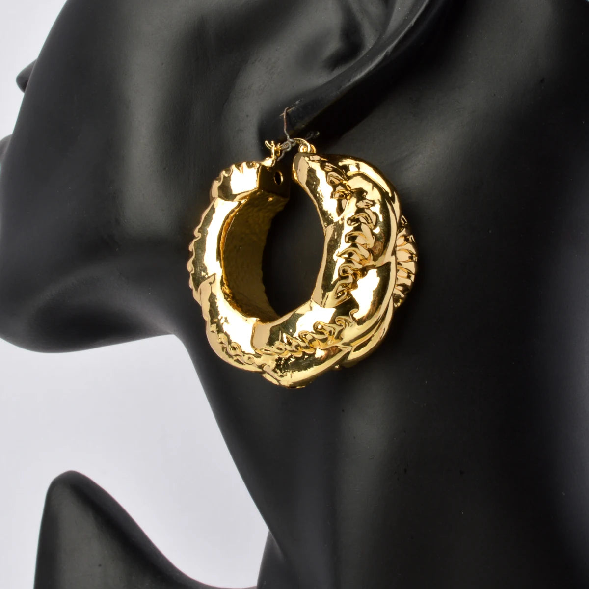 Nigeria Africa Gold Color Hoop Earrings Italian Copper Drop Dangle Earring for Women Large Fashion Party Girls Jewelry Accessory